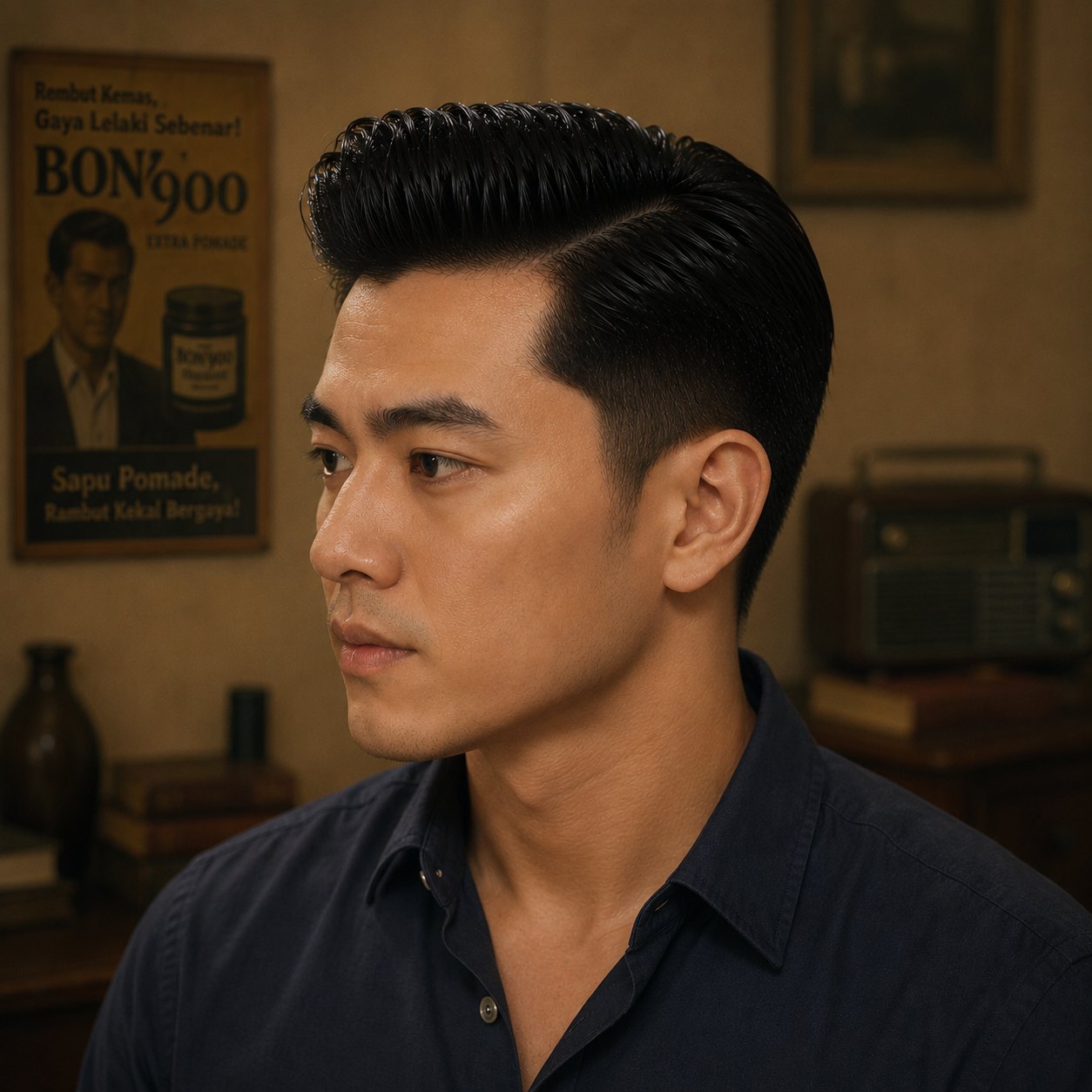 Gaya pompadour kemas bergaya